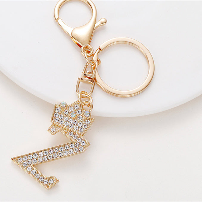 Metal Diamond-encrusted 26 English Crown Alphabet Keychain 002c255d c394 4ff5 b60f 38c185e82742