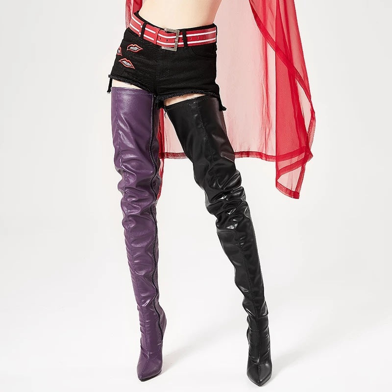 Pointed Toe Side Zip Patent Leather High Stiletto Over The Knee Women's Boots 0043ee24 1bd7 4e46 9c16 d465ff5de25f