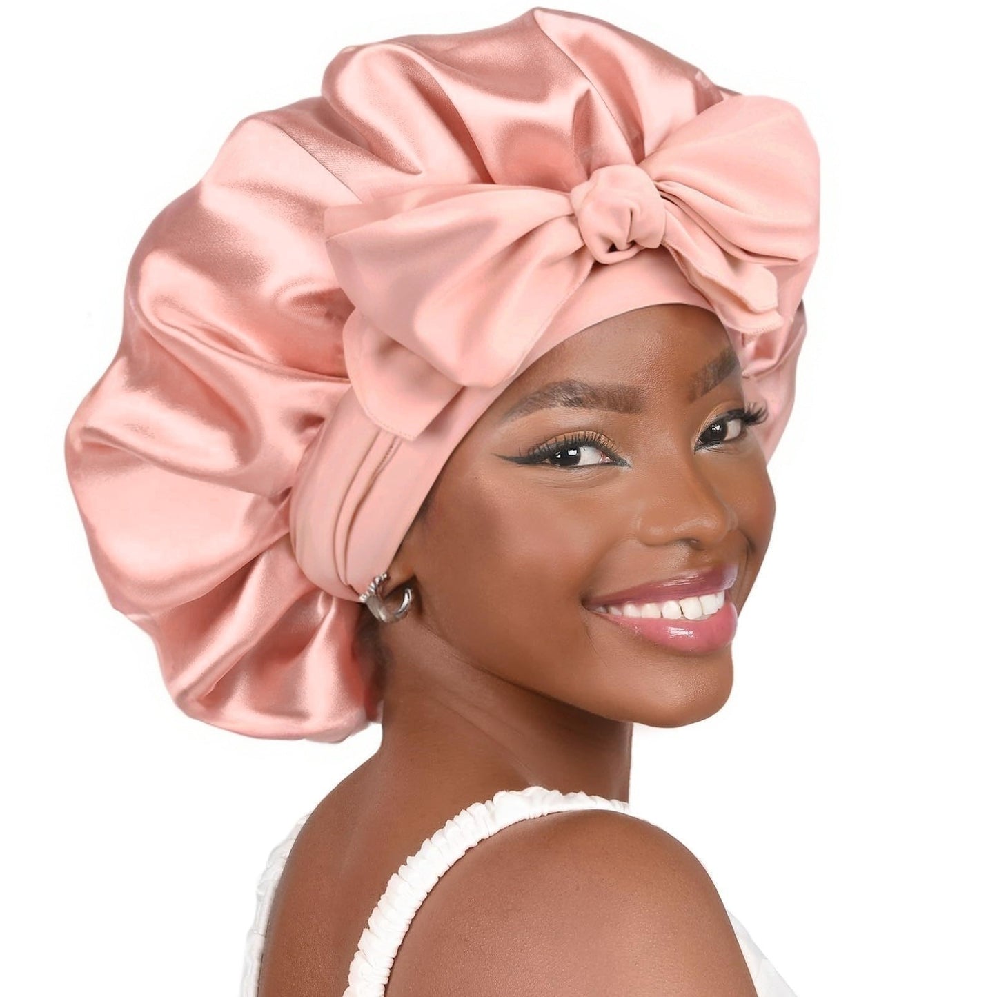 Double-layer Ribbon Round Cap Bow Hair Care Wide-brimmed Hat 00e34e33 fd74 40c3 b488 eee586547769