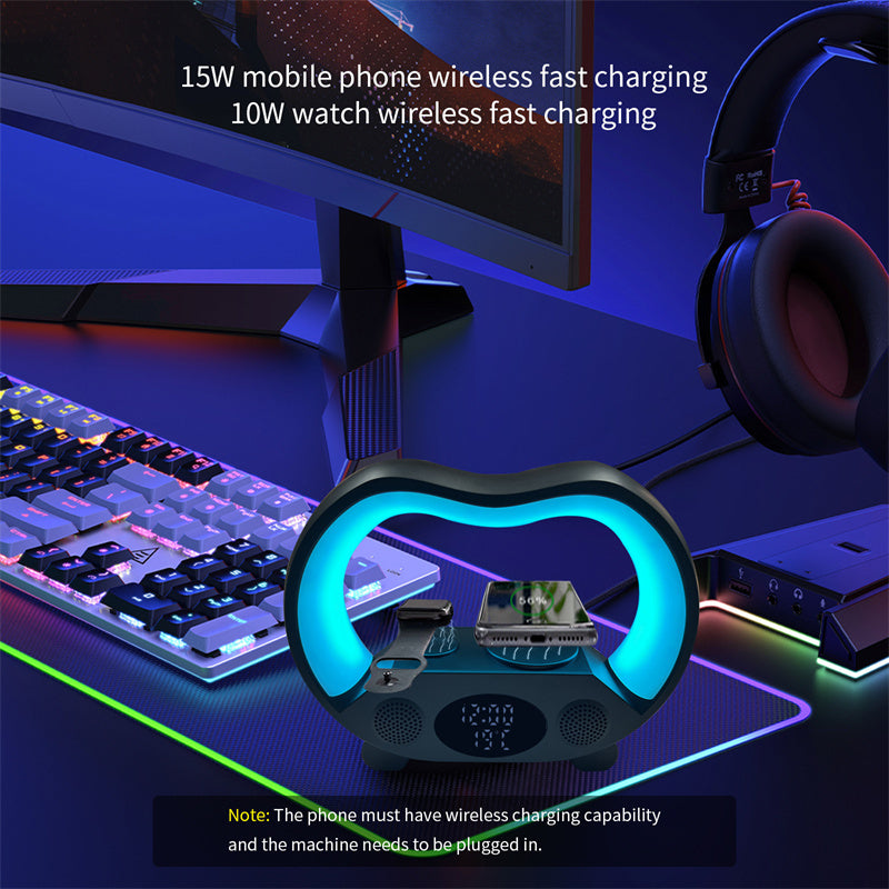 2024 New 6 In 1 Smart Remote Control Bluetooth-compatible Ambience Intelligent LED Table Lamp Multi-function Wireless Charger Night Light Bluetooth-compatible Speaker - 图片 3