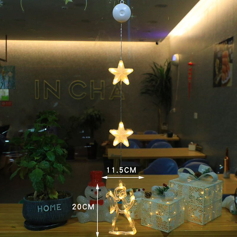 Christmas 3pcs LED Light Star Xmas Tree Hanging Sucker Lamp Window Ornaments Decoration For Home Xmas Navidad New Year Decor
