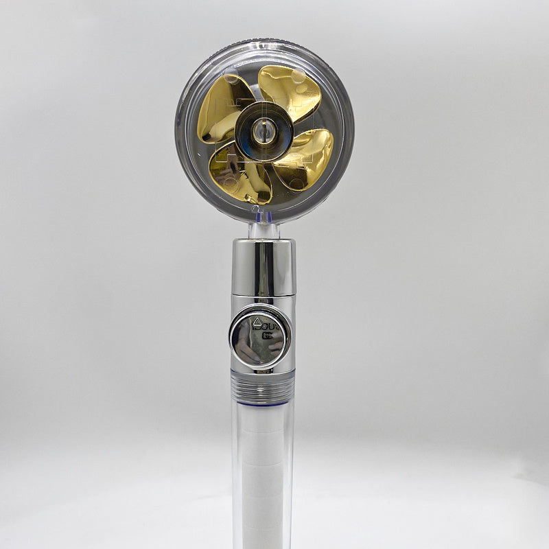 Shower Head Water Saving Flow 360 Degrees Rotating With Small Fan ABS Rain High Pressure Spray Nozzle Bathroom Accessories 02