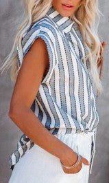 Short Sleeve Striped Women's Loose Single Breasted Shirt 0332ff60 e8f3 4414 91bd 776d747b5a74