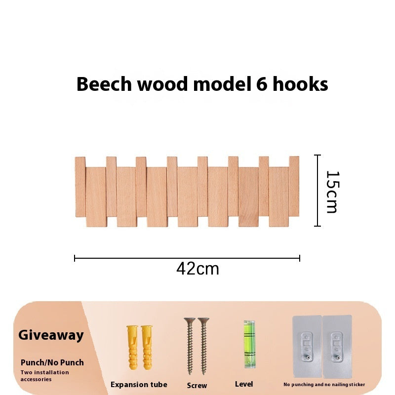 Clothes Hook Wall-mounted Entrance Hallway Hanger Punch-free Solid Wood Creative Keys Clothes 04253583 5a98 40a6 abe5 58ef0dc