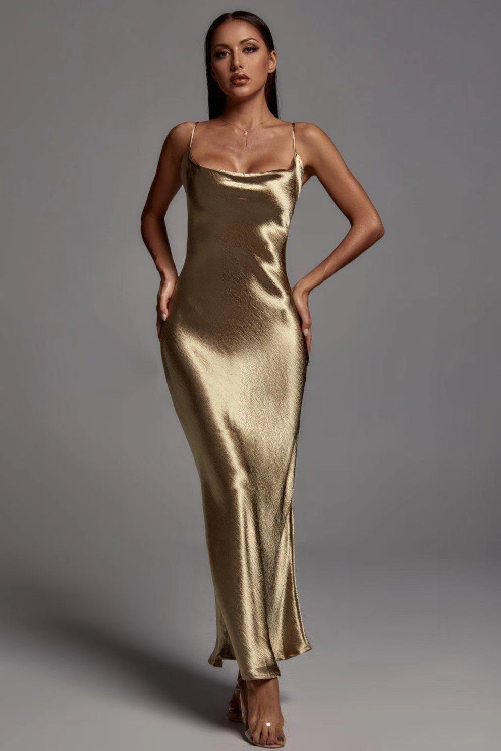 Beauty Clothing Sling Exposed Back Sexy Dress Slim Fit Fashion Long Skirt 0466934a cc21 40b3 800a ab09047657ea