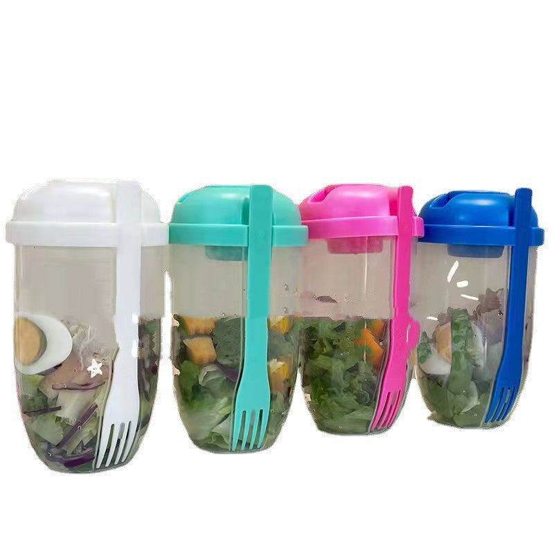 Breakfast Oatmeal Cereal Nut Yogurt Salad Cup Container Set With Fork Sauce Cup Lid Bento Food Taper Bowl Lunch Box 06020266