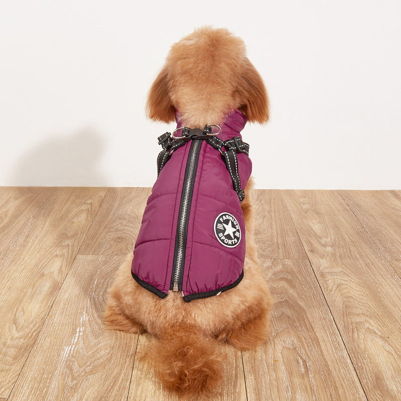 Pet Warm Dog Cotton-padded Clothes Fleece-lined Thickened Reflective Gallus 0630a677 6855 4aca 8d98 907755aeb089