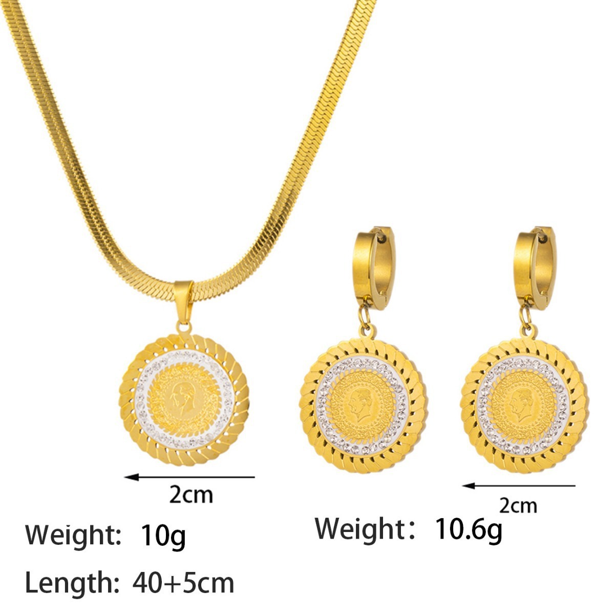 Stainless Steel Necklace Earrings Women's Jewelry Suit 068f0307 f3dc 4e82 b503 6ccf94c4145d