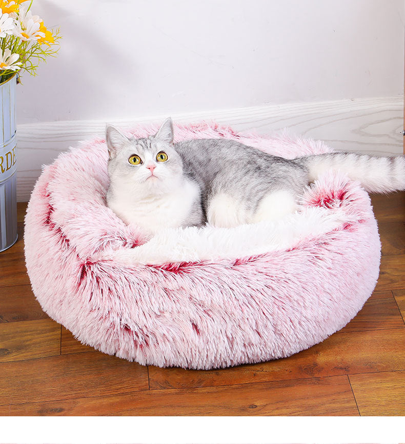 Deep Sleep Half-pack Semi-enclosed Dual-use Plush Round Pet Bed