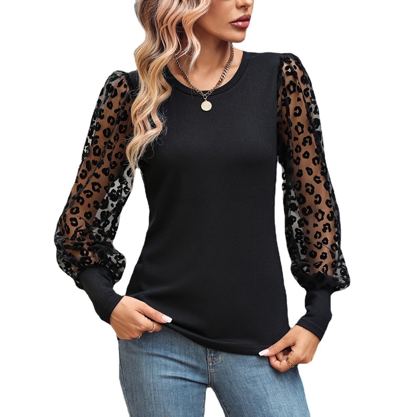 Slim-fit Color Matching Long-sleeved Top 06ddb544 9150 4fe4 a82e 9db148d8ac66