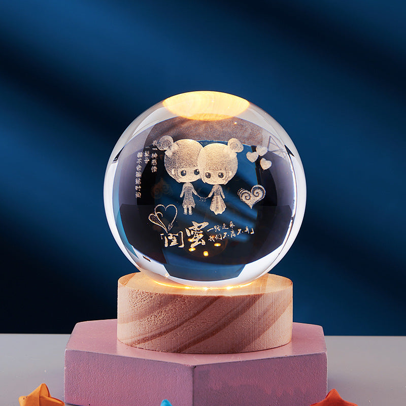 Crystal Ball 3D Inner Carved Solar System Glowing Night Lights Warm Bedside Light Festival And Kid Gift Night Lamp 06de7668 b