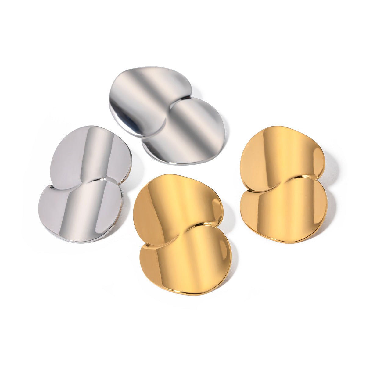 18k Gold Stainless Steel Minimalist Geometric Curve Earrings - HD Wireless Product #5