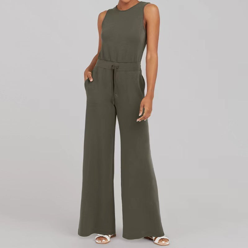 Women's Solid Color Sleeveless Lace-up Jumpsuit 07e4e76f 22b1 4359 b296 2f3f493258db
