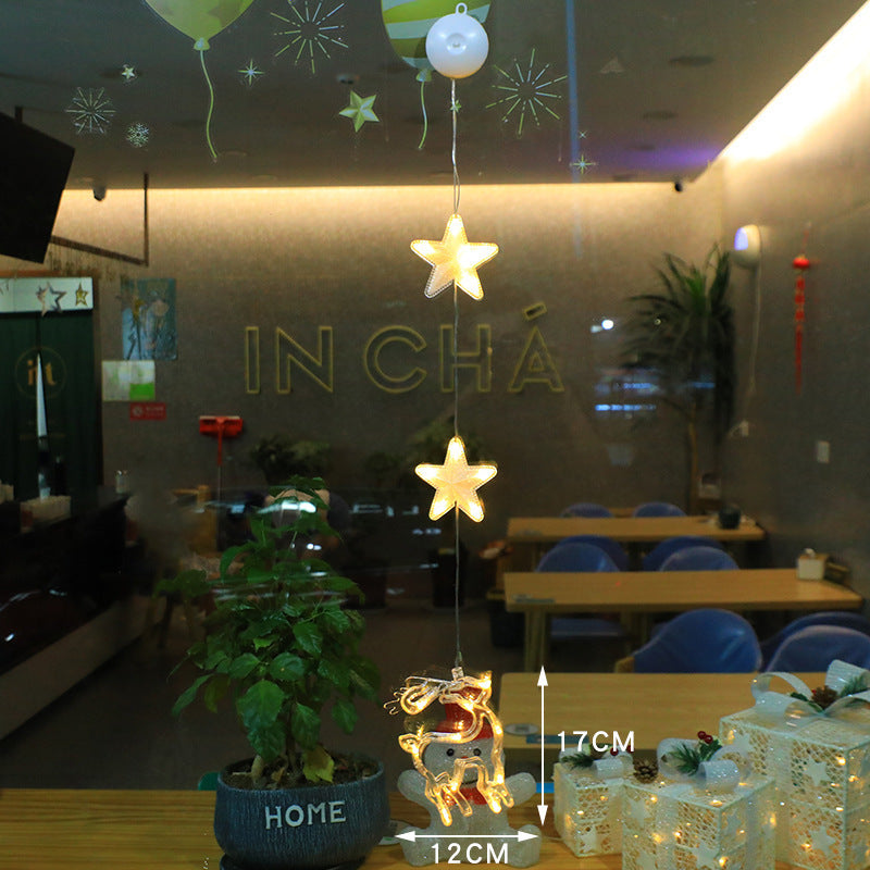 Christmas 3pcs LED Light Star Xmas Tree Hanging Sucker Lamp Window Ornaments Decoration For Home Xmas Navidad New Year Decor