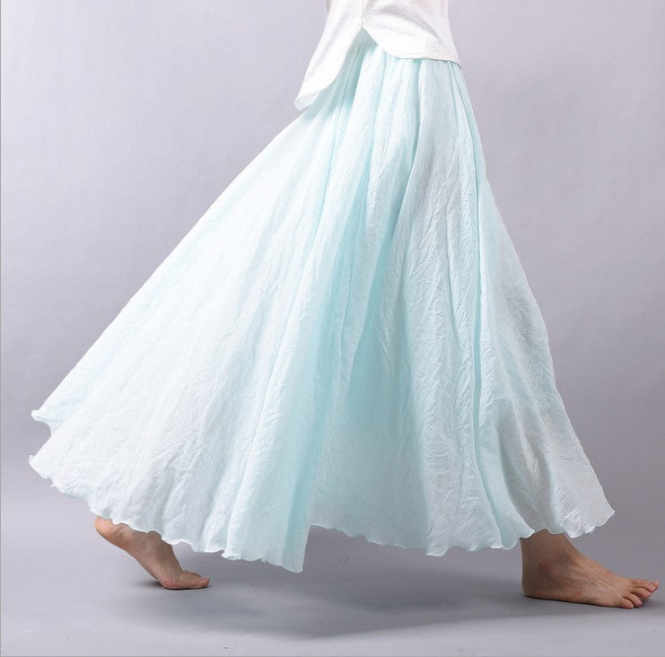 Mori Girl Art Plus Size Cotton And Linen Skirt Elastic Waist Linen A-line Skirt 08e1b67f e566 4cba 8a34 e8c6da0ce1d5