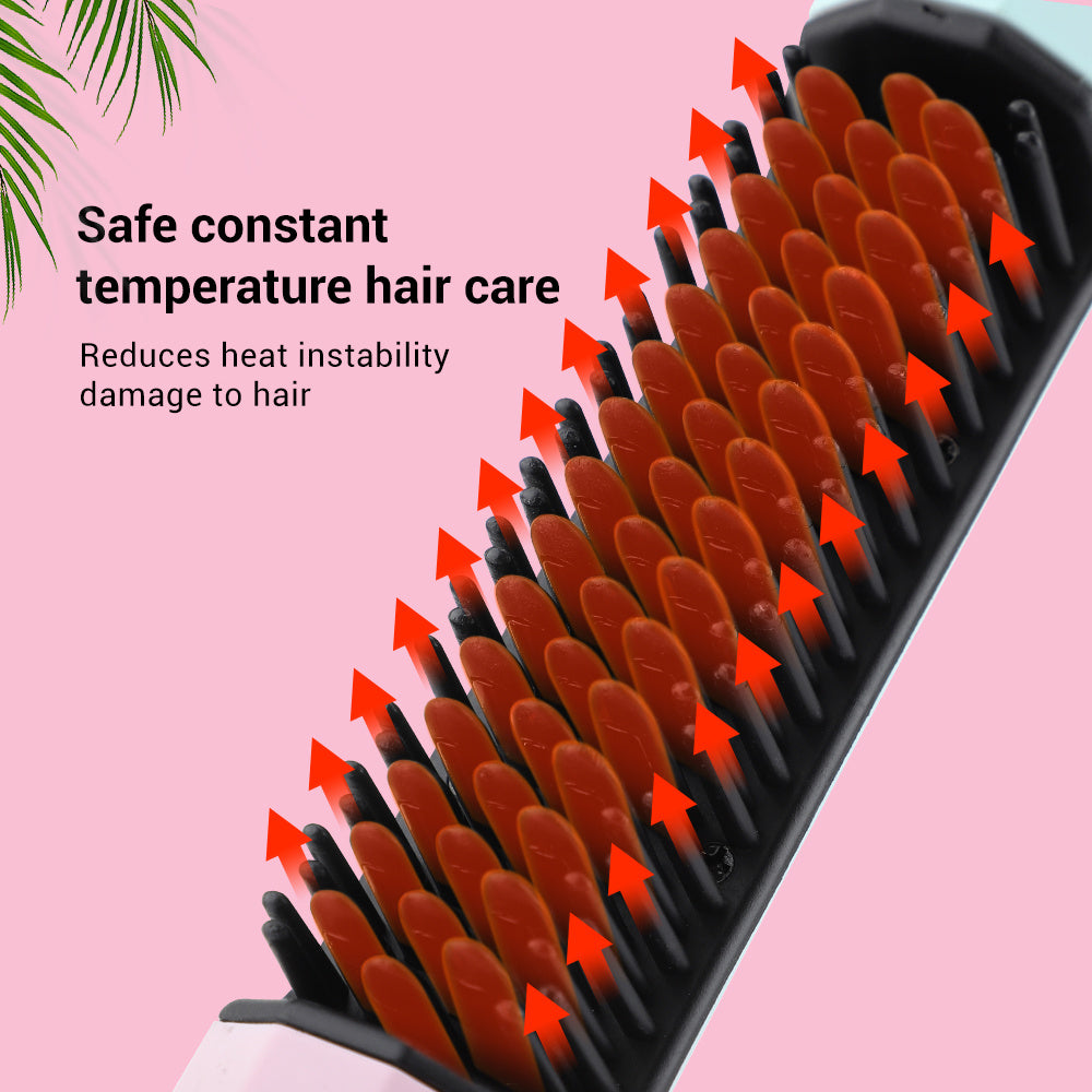 Straightening Comb Rechargeable Hair Wireless Straightener Curler Curling Straighten Dual-purpose Travel Portable USB Chargin
