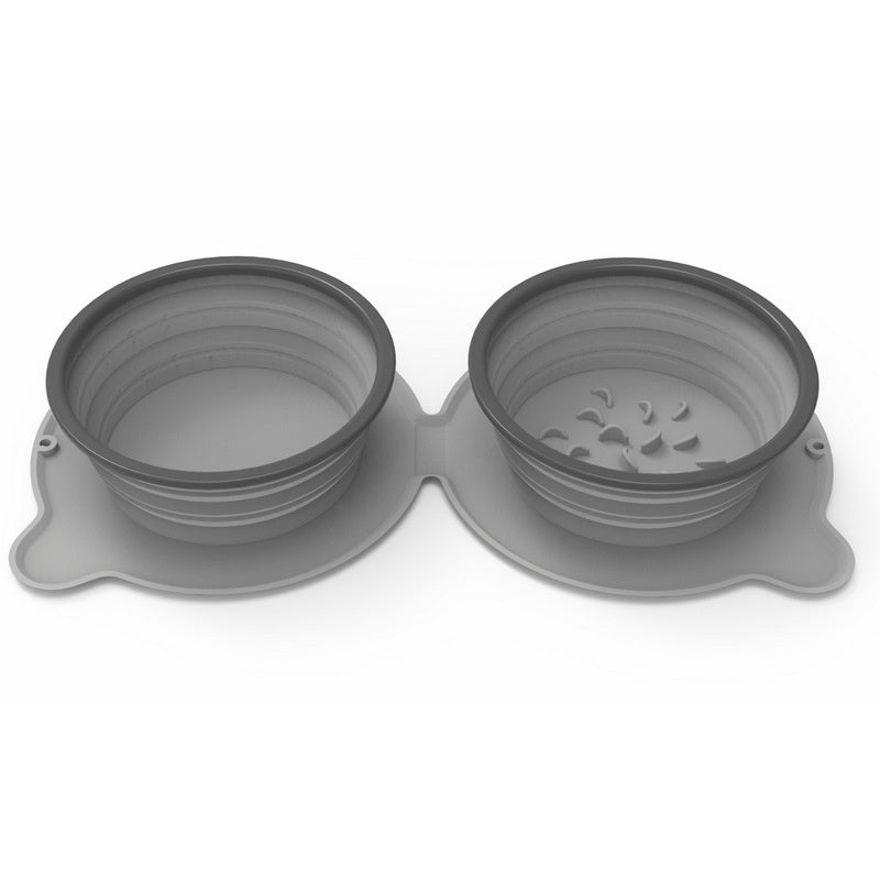 Portable Silicone Double Dog Food Bowls Foldable Non-Slip Cat Bowl Pet Travel Anti-Choking Feeding Bowl Outdoor 0b2ab61c a09f