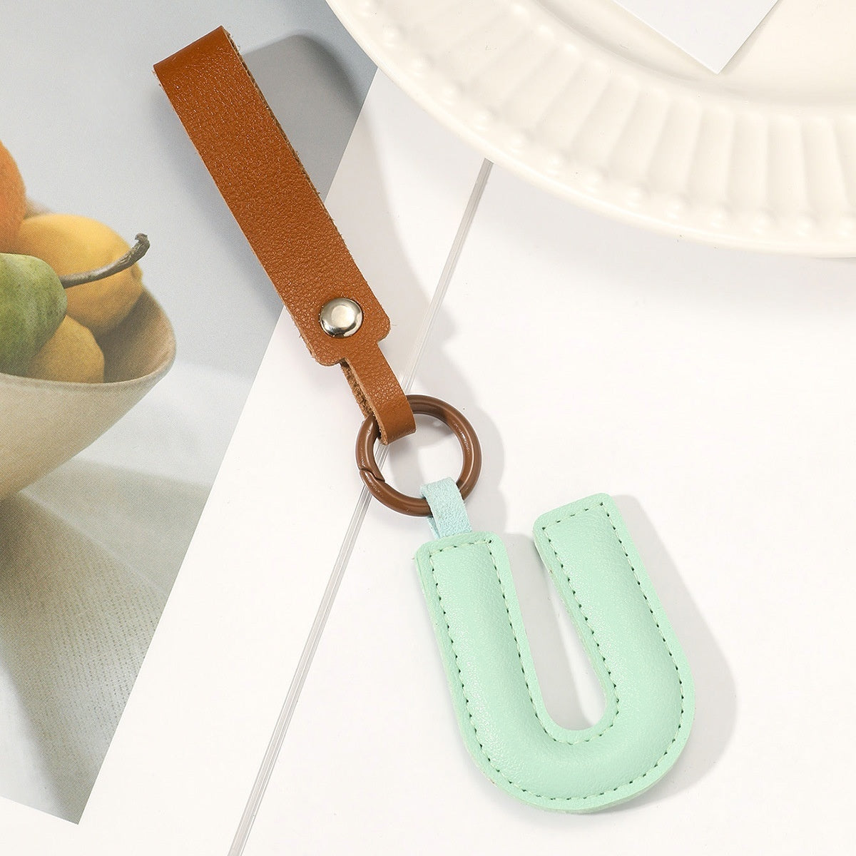 Fashion All-Match 26 Full Letter Leather Key Chain Pendant 0b41a94a b130 4de6 9b63 5f77e61de6fb
