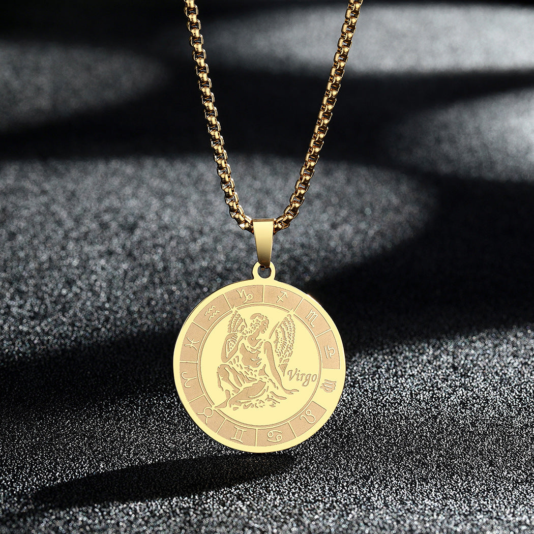 Stainless Steel Constellation Pendant Necklace Gold Medal Necklace 0b762db9 d895 41f3 ba56 85a23b9099db