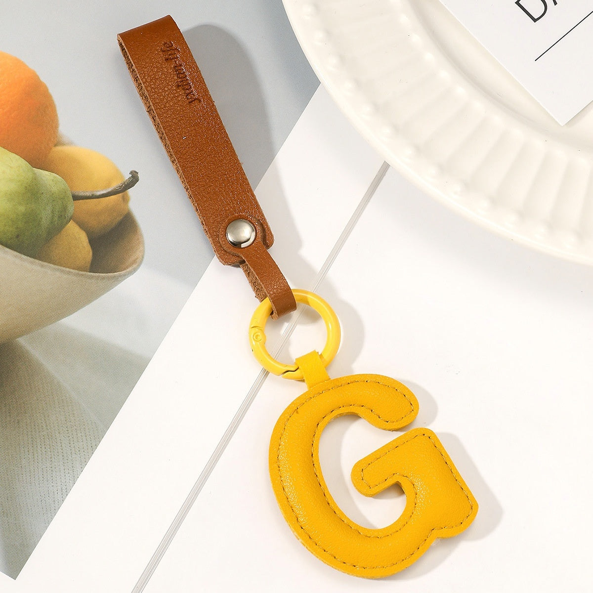 Fashion All-Match 26 Full Letter Leather Key Chain Pendant 0ba493eb 4749 4919 927f 1a851528adee
