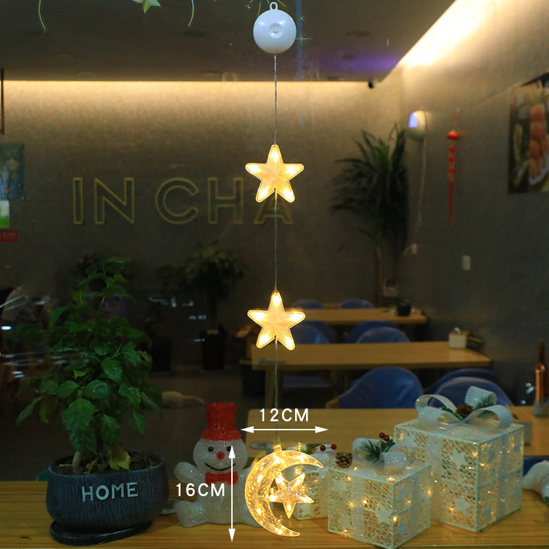 Christmas 3pcs LED Light Star Xmas Tree Hanging Sucker Lamp Window Ornaments Decoration For Home Xmas Navidad New Year Decor