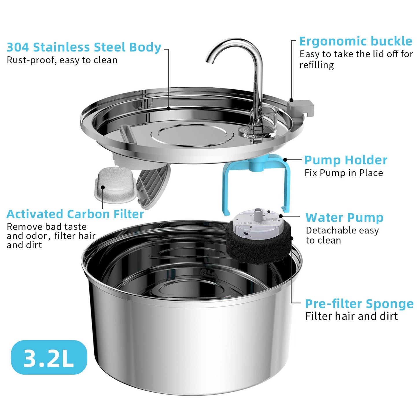 Stainless Steel Water Dispenser Automatic Fountain 0d700018 9f33 4b8a ac03 403a0c445b54