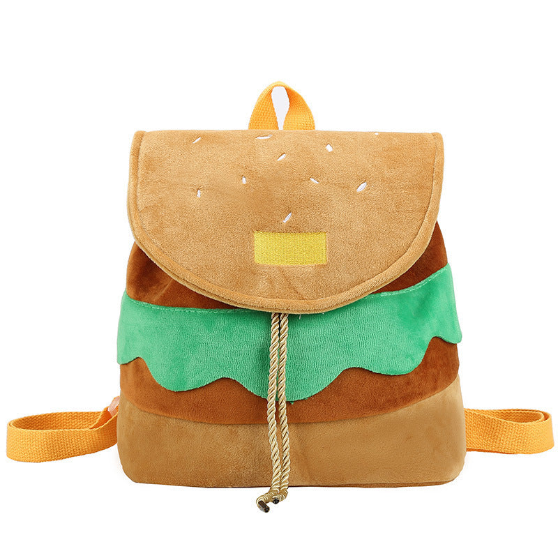 Cute Hamburger Plush Backpack Soft Cartoon Burger Plush Coin Purse Girls Kindergarten School Bookbag Children Kids Pack 0dccf