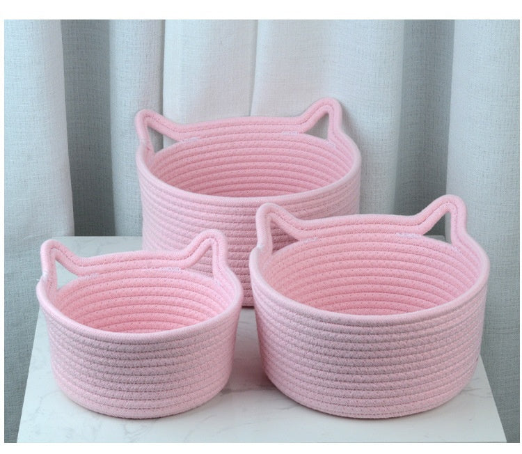 Cat's Ears Desktop Storage Basket Hand Woven Cartoon 0e725d00 2e53 47ff aff0 551c4d4a0883