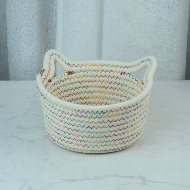 Cat's Ears Desktop Storage Basket Hand Woven Cartoon 0f39f47b 7b39 4fbb aa3f adc4467b34eb