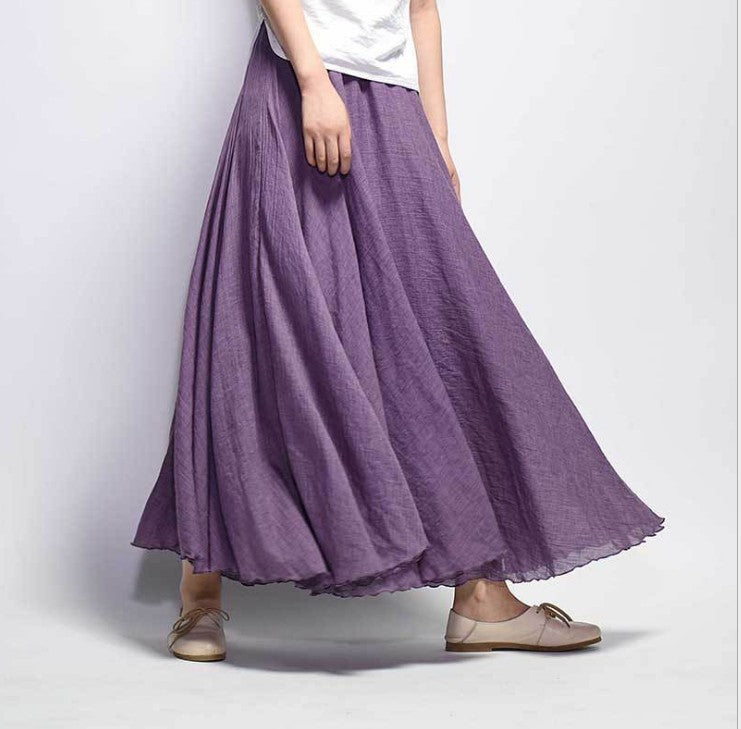 Mori Girl Art Plus Size Cotton And Linen Skirt Elastic Waist Linen A-line Skirt 0f901baf cc3d 4cbf b365 6654b9c5bfc3