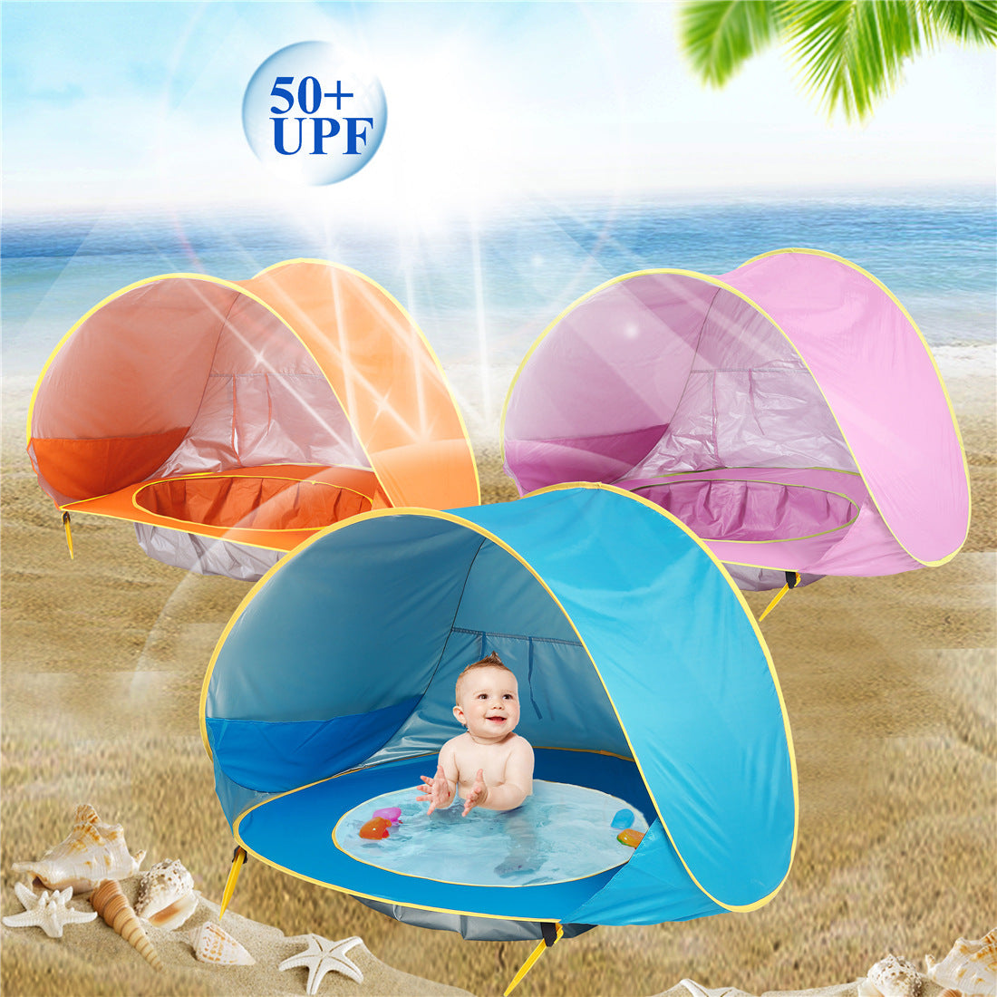 Baby Beach Tent Kids Outdoor Camping Easy Fold Up Waterproof Up Sun Awning Tent UV-protecting 10066804207516