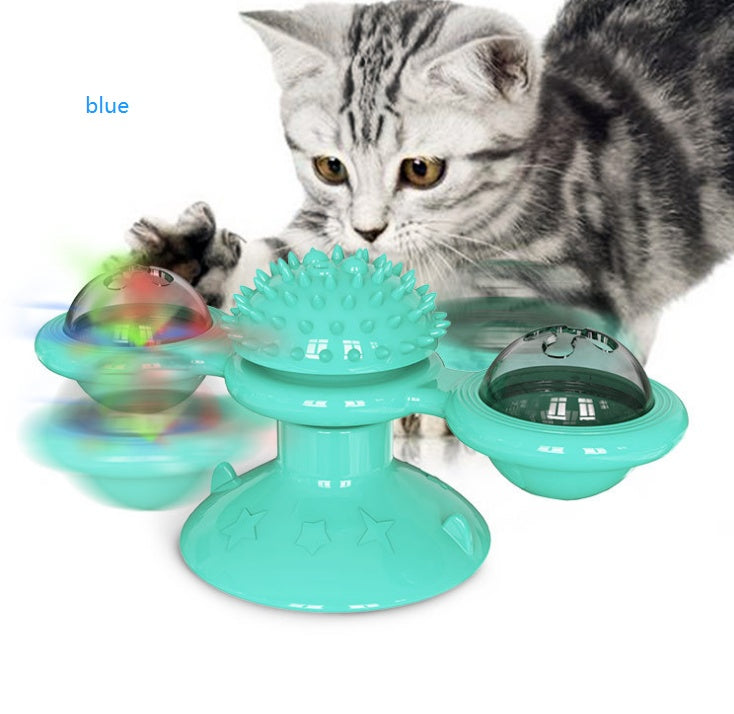 Cat Rotating Windmill Multi-Function Toys Itch Scratching Device Teeth Shining Toy 1026472285229