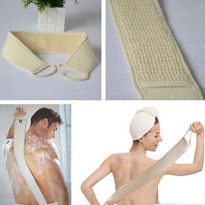 Pure natural cotton and linen long strip pull back bath towel Strong exfoliating massage back bathing strip 103438422864982