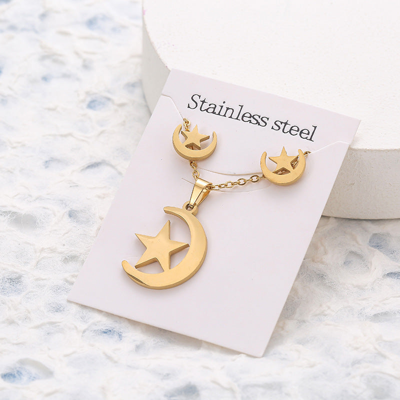 Butterfly Studs Necklace Suit Stainless Steel Geometry 1044d82b 6741 4fc2 b126 710b408394c7