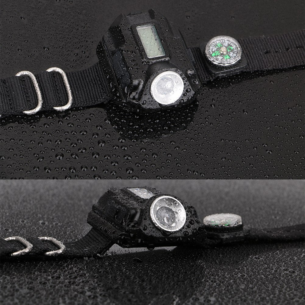LED watch flashlight flashlight portable light USB charging 4 mode light tactical flashlight time display with compass 105858