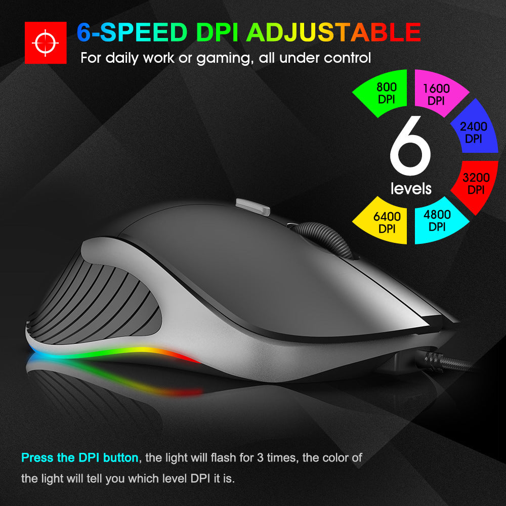 LED Gaming Mouse 6400 DPI USB Ergonomic Mause - 图片 3