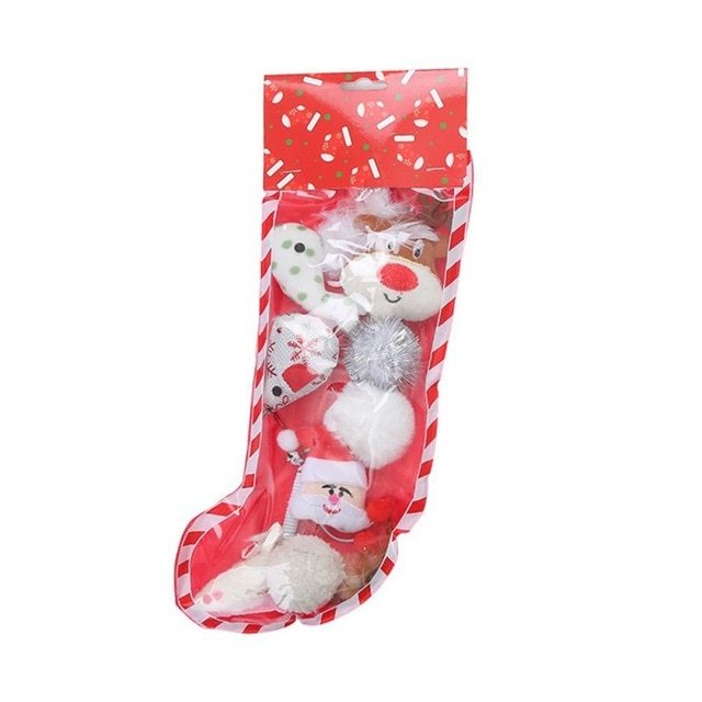 Christmas stocking bells plush mouse funny cat stick pet cat toy 1088257057992