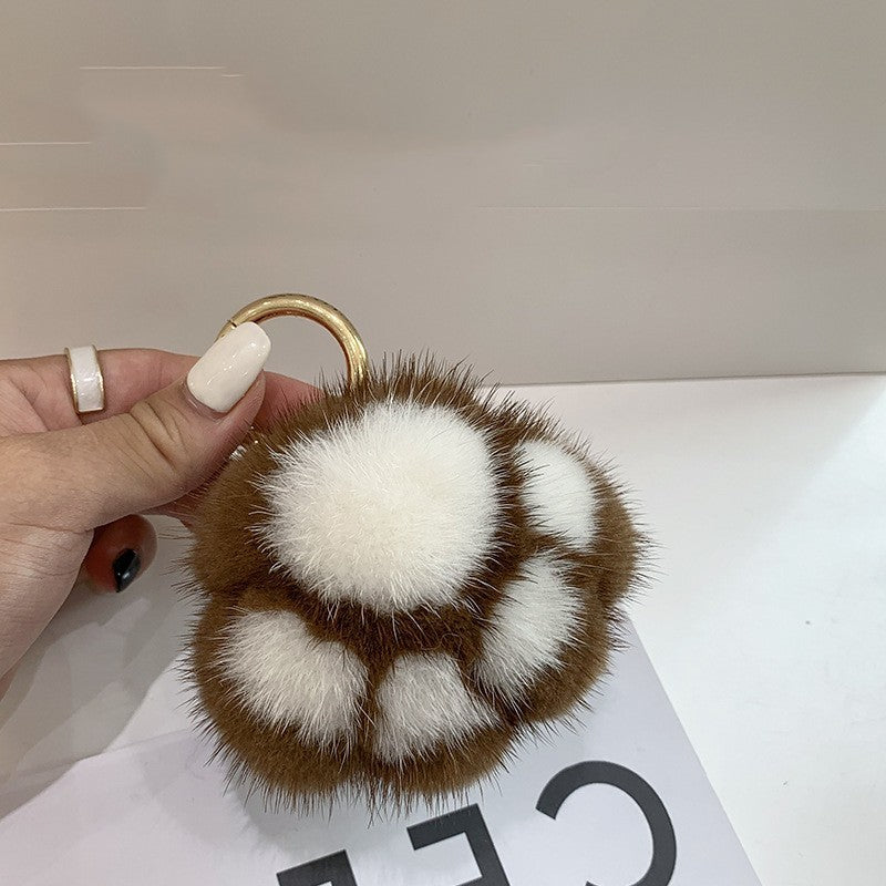 Cat Claw Mink Fur Imitation Fur Hanging Ornament Key Chain 10be7208 54e4 43b9 9ed4 3a68a4b4bc2b