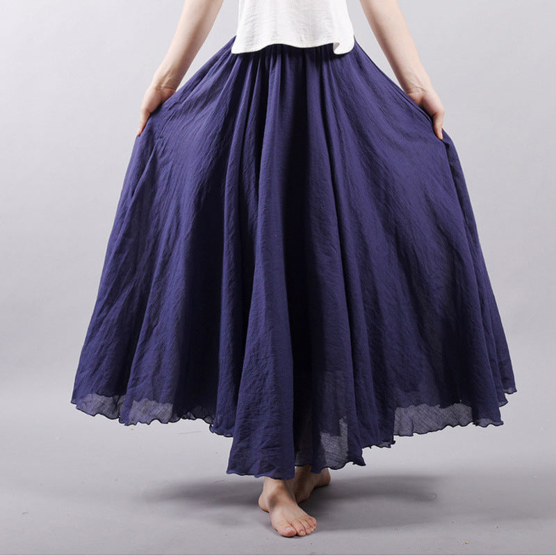 Mori Girl Art Plus Size Cotton And Linen Skirt Elastic Waist Linen A-line Skirt 10cc3dd0 c5aa 4cab aaf2 c06aa1c768e5