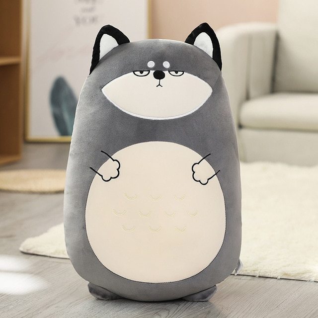 Cartoon cute animal dinosaur pig husky plush pillow cushion 11221355416018