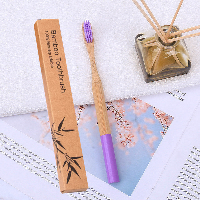 Natural bamboo handle round bamboo toothbrush 1139100066580