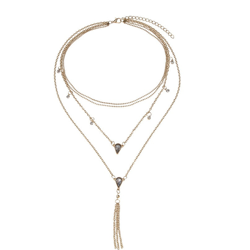 Vintage four-layer drop diamond necklace 114140304234