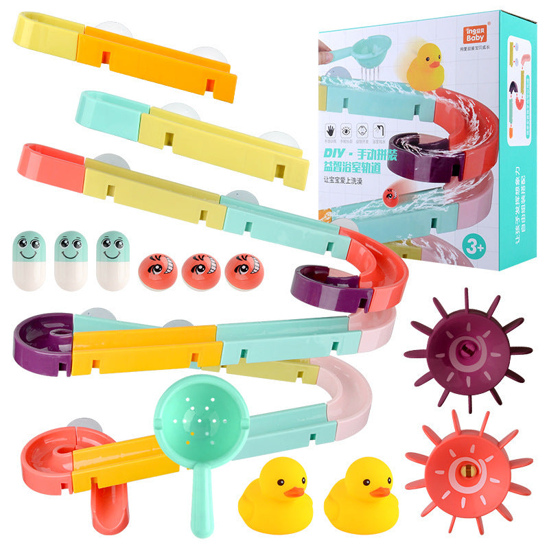 Kids Bath Toys Wall Suction Cup Marble Race Run Track Bathroom Bathtub Baby Play Water Games Toy Kit for Children 11596969170