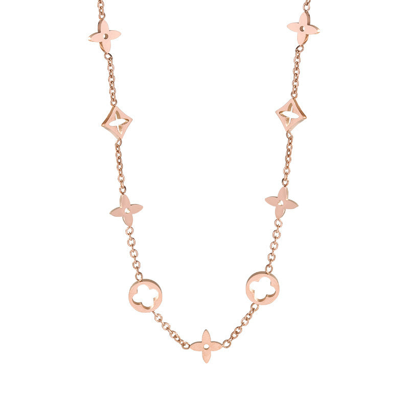 Fashion Hollow Four-leaf Clover Titanium Steel Necklace 1165194a f906 4fef 8765 cc45ef06ed91