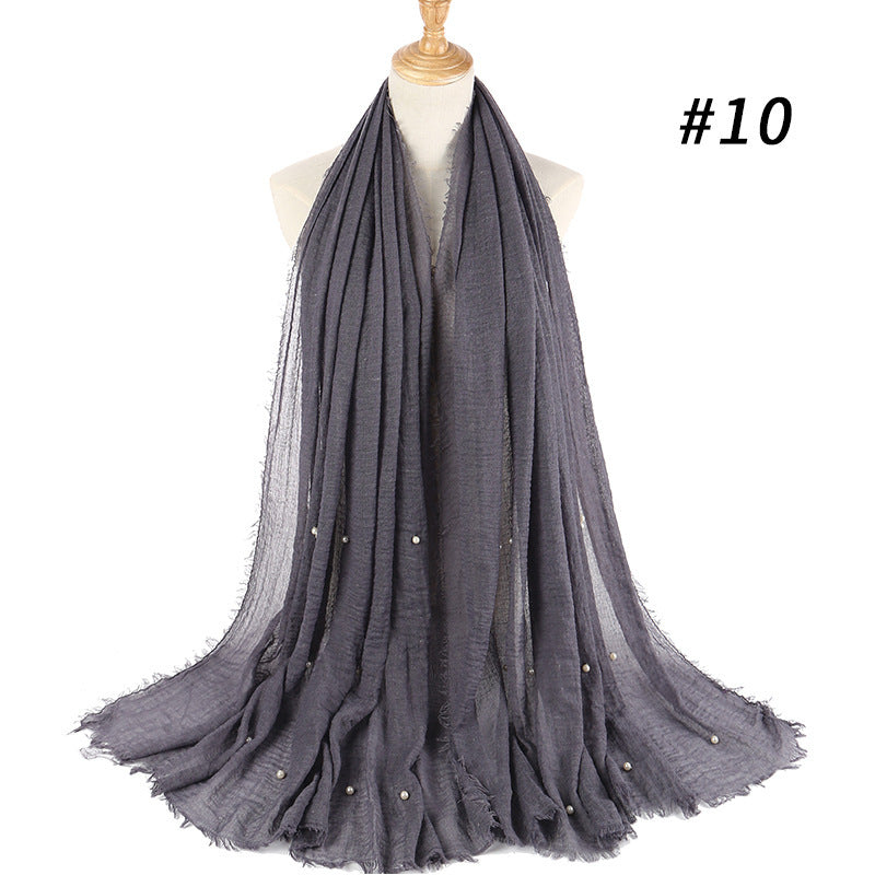 Cotton and linen crumpled monochrome scarf 1175031325629