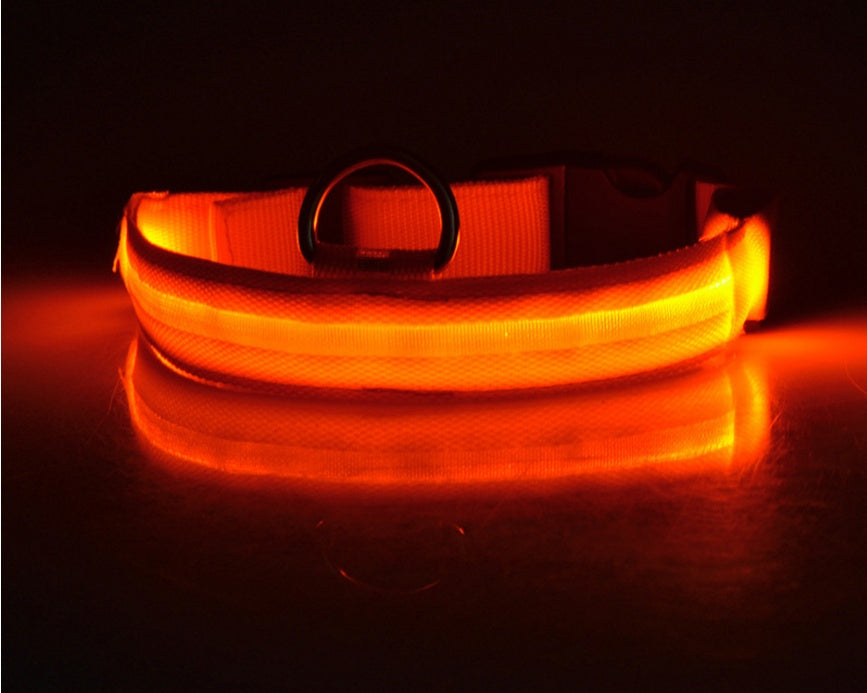 Nylon LED Pet Dog Luminous Collar Night Safety Flashing Glow in Dark Dog Cat Leash Adjustable Pet Supplies 1207002688352