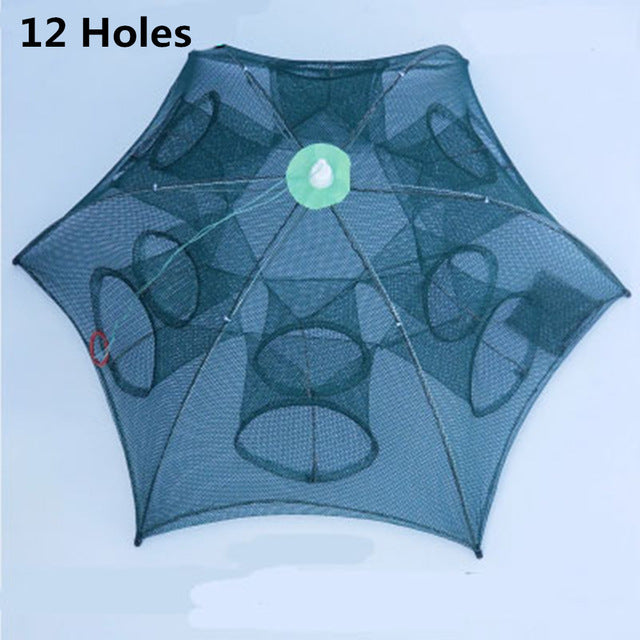 Strengthened 4-20 Holes Automatic Fishing Net Shrimp Cage Nylon Foldable Fish Trap Cast Net Cast Fold Crab Trap Fishing Netwo