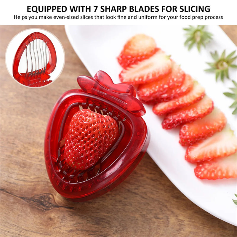 Red Strawberry Slicer Plastic Fruit Carving Tools Salad Cutter Berry Strawberry Cake Decoration Cutter Kitchen Gadgets 1213f7