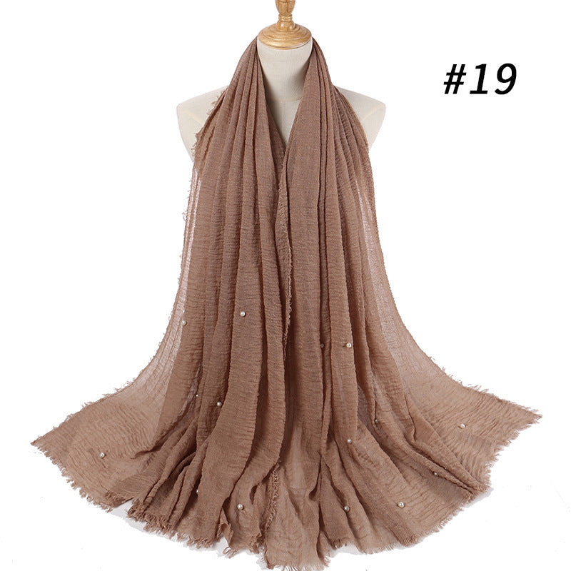 Cotton and linen crumpled monochrome scarf 1236363754729