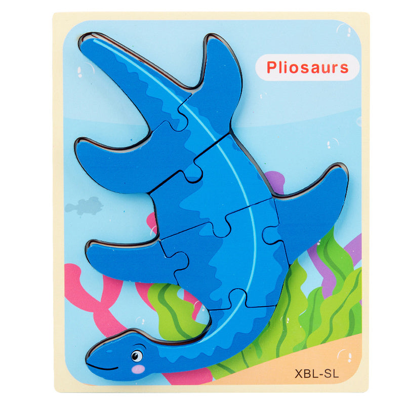 Baby Wooden Cartoon Dinosaur 3D Puzzle Jigsaw for Kids Montessori Early Learning Educational Puzzle Toys 1240099521516